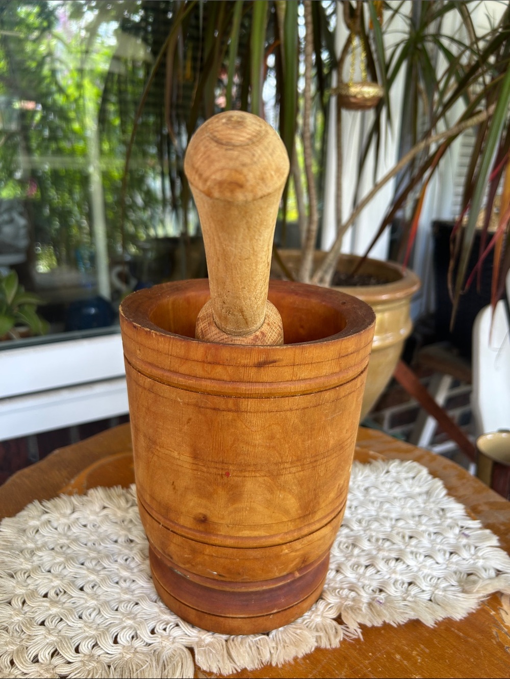 Antique Wooden Mortar and Pestle